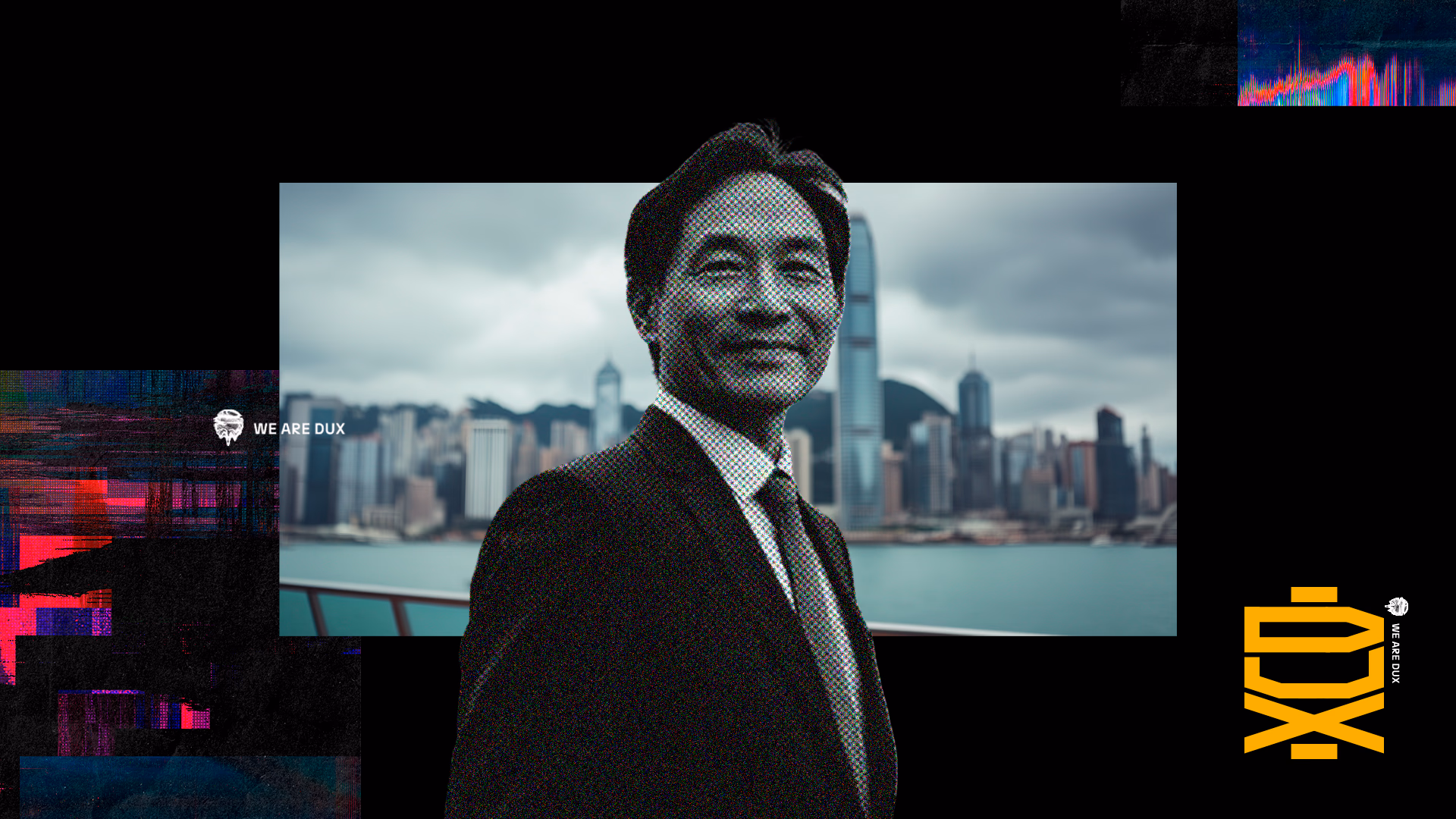 Investidor asiático com vista para Hong Kong, imagem usada em conteúdo sobre investimento na Economia Criativa.